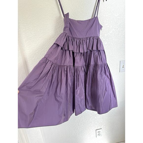 NWT $465 Cynthia Rowley Silk Taffeta Peplum Purple Babydoll Dress Sz 8 Run Small - Picture 4 of 12